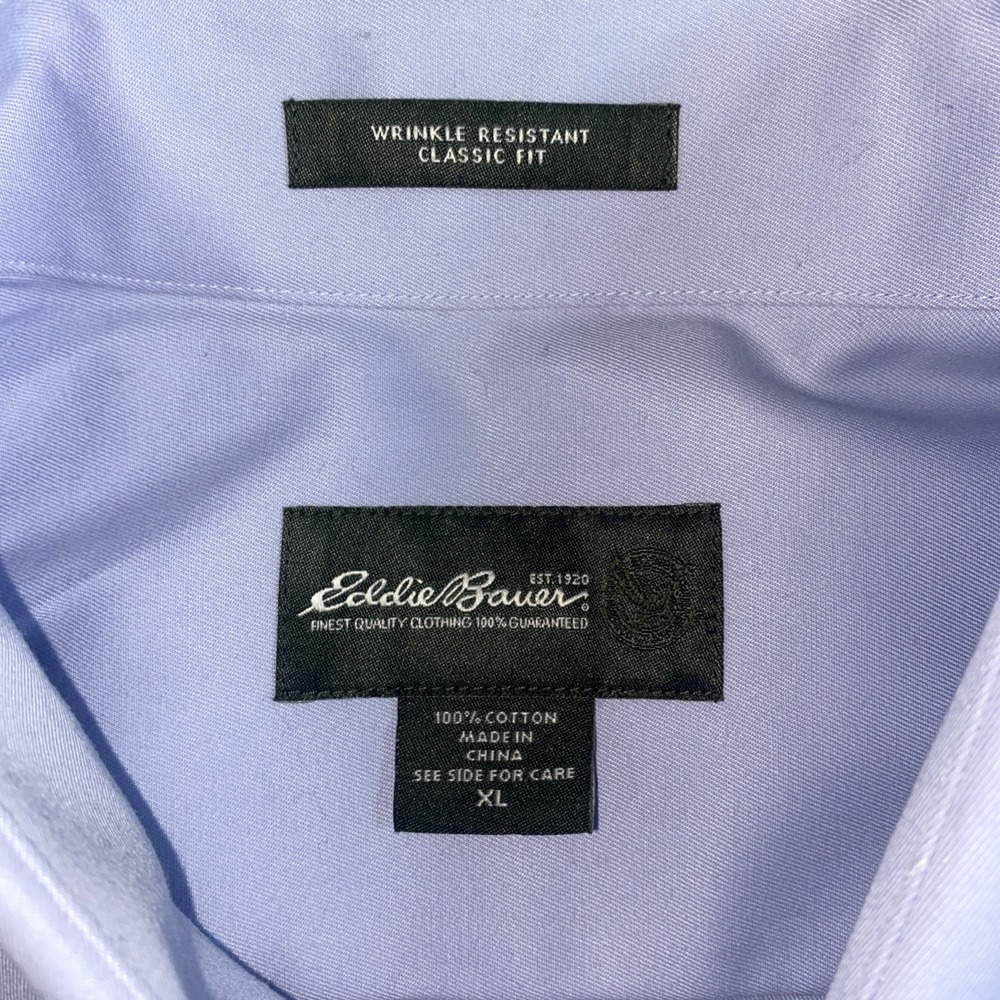 Eddie Bauer Men's Sz XL Light Blue  Wrinkle-Resistant Dress Shirt classic Fit - Picture 6 of 8